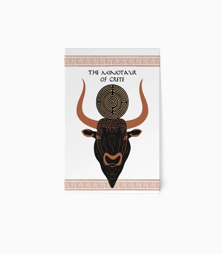 Κάρτα postcard με Μινώταυρο Κρήτης – ελληνικό σουβενίρ με αρχαιοελληνικό σχέδιο