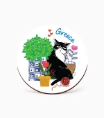 Ξύλινο Στρογγυλό Σουβέρ Γάτες - P2611.01