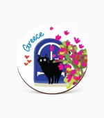 Ξύλινο Στρογγυλό Σουβέρ Γάτες - P2611.02