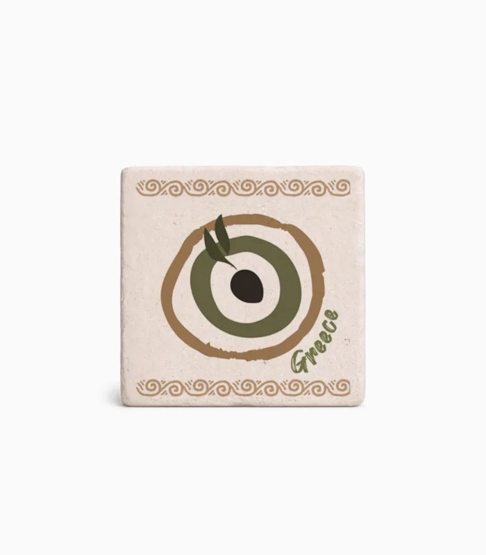 Μαγνητάκι ελληνικού σουβενίρ με αρχαιοελληνική φιγούρα και παραδοσιακό μοτίβο